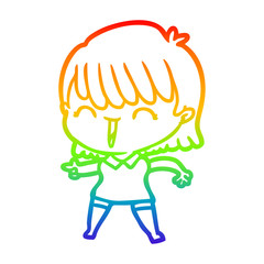 rainbow gradient line drawing cartoon woman