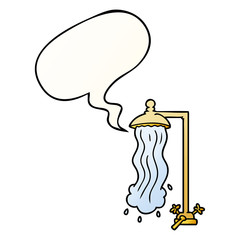 cartoon shower and speech bubble in smooth gradient style