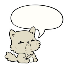 cute cartoon angry cat and speech bubble