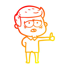 warm gradient line drawing cartoon tired man