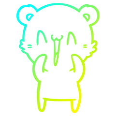 cold gradient line drawing happy bear cartoon
