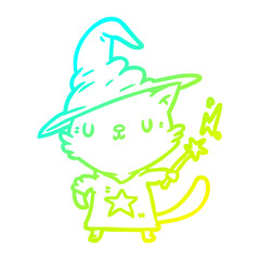 cold gradient line drawing magical amazing cat wizard