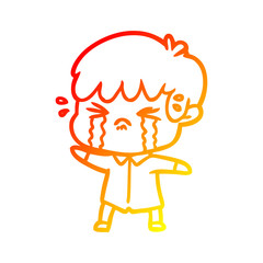 Obraz premium warm gradient line drawing cartoon boy crying
