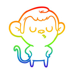 rainbow gradient line drawing cartoon monkey