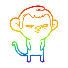 rainbow gradient line drawing cartoon monkey