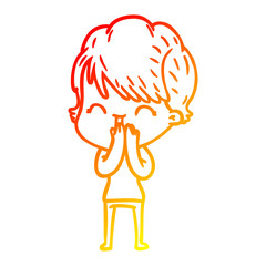 warm gradient line drawing cartoon laughing woman