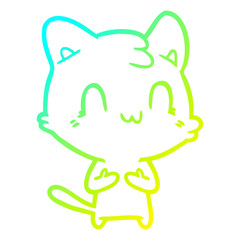cold gradient line drawing cartoon happy cat