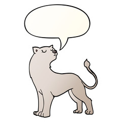 cartoon lioness and speech bubble in smooth gradient style