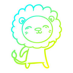 cold gradient line drawing cartoon lion