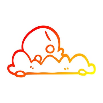 recommend clip art: warm gradient line drawing cartoon skull in dirt