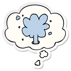 cartoon spouting water and thought bubble as a printed sticker