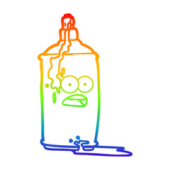 rainbow gradient line drawing cartoon spray paint can