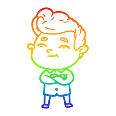 Fototapeta premium rainbow gradient line drawing happy cartoon man