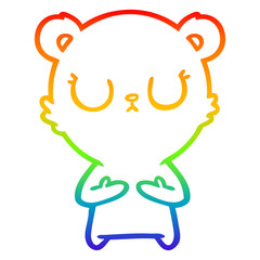 rainbow gradient line drawing peaceful cartoon bear cub