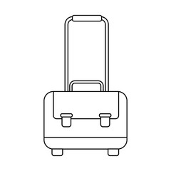 Outline luggage icon. Brief case symbol. Travel bag button.