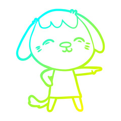 cold gradient line drawing happy cartoon dog