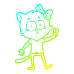 cold gradient line drawing cartoon cat