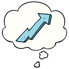 cartoon positive growth arrow and thought bubble