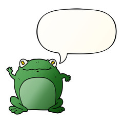 cartoon frog and speech bubble in smooth gradient style