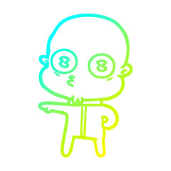 cold gradient line drawing cartoon weird bald spaceman