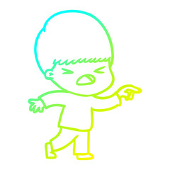 cold gradient line drawing cartoon stressed man