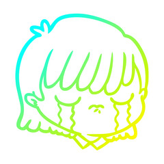 cold gradient line drawing cartoon female face