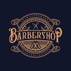 The logo for barbershop with vintage style