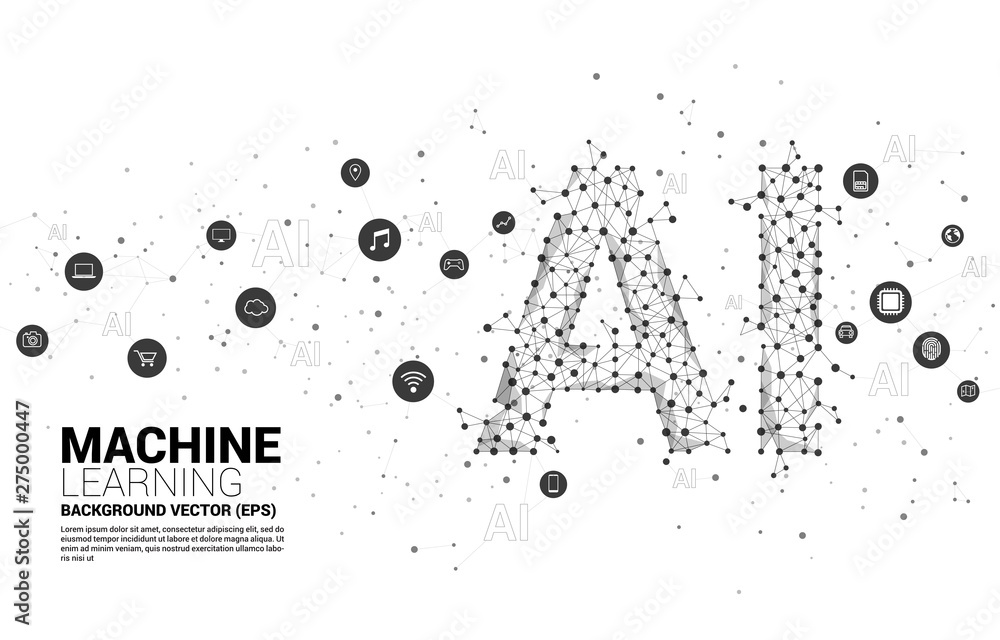 Aufkleber Vector Polygon dot connect line shaped AI. Concept for machine learning and artificial intelligence.