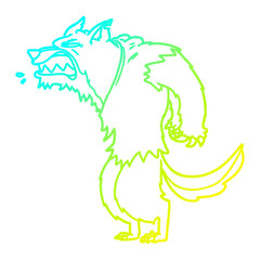 cold gradient line drawing angry werewolf cartoon