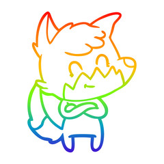 rainbow gradient line drawing cartoon happy fox