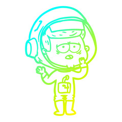 cold gradient line drawing cartoon tired astronaut