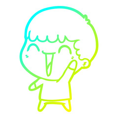 cold gradient line drawing cartoon happy man