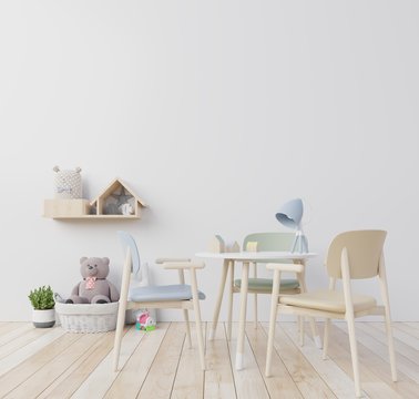 Mini scandinavian silla menta,Children's room,3d renderin