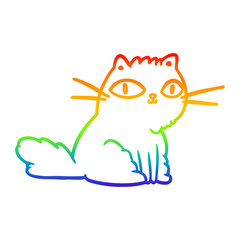 rainbow gradient line drawing cat looking right at you