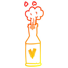 warm gradient line drawing cartoon beer and foam
