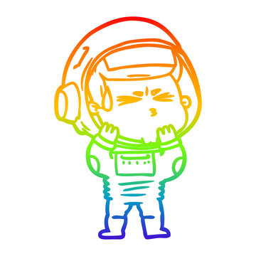 recommend clip art: rainbow gradient line drawing cartoon stressed astronaut