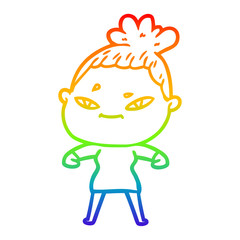 rainbow gradient line drawing cartoon woman