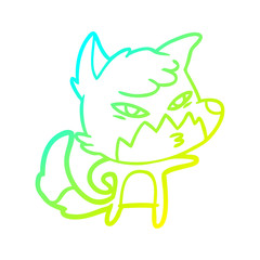 cold gradient line drawing clever cartoon fox