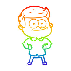 rainbow gradient line drawing cartoon happy man