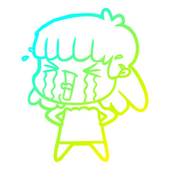 cold gradient line drawing cartoon woman