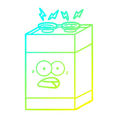 cold gradient line drawing cartoon shocked battery