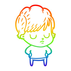 rainbow gradient line drawing cartoon woman