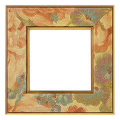 花のペイントのある　スクエアフレーム　白抜き