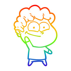 rainbow gradient line drawing cartoon happy man