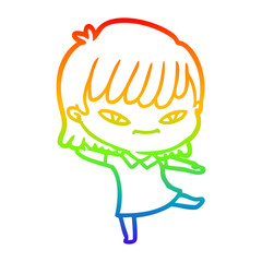 rainbow gradient line drawing cartoon woman