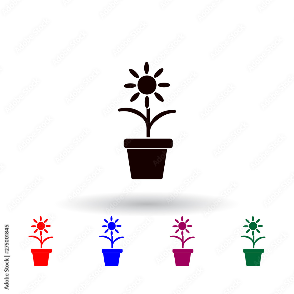 Poster flower in a pot multi color icon. elements of farm set. simple icon for websites, web design, mobile