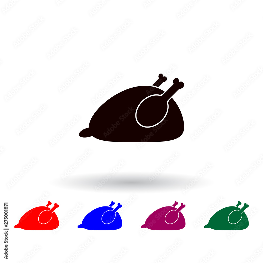 Poster roasted chicken multi color icon. elements of farm set. simple icon for websites, web design, mobile