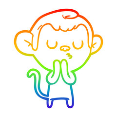 rainbow gradient line drawing cartoon monkey