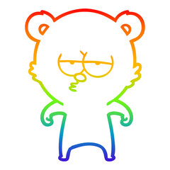 rainbow gradient line drawing bored bear cartoon