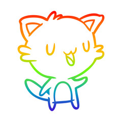Obraz premium rainbow gradient line drawing happy cat